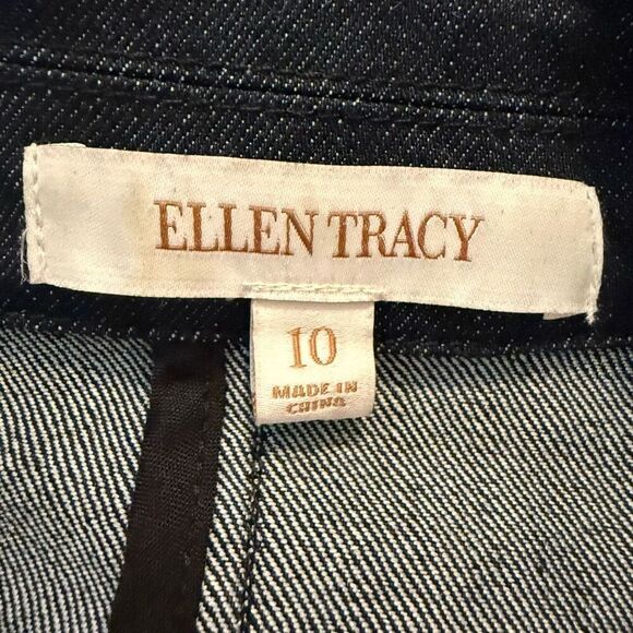 Ellen Tracy Dark Wash Denim Jacket Sz 10 Career, Preppy, Dark Academia - Picture 7 of 13